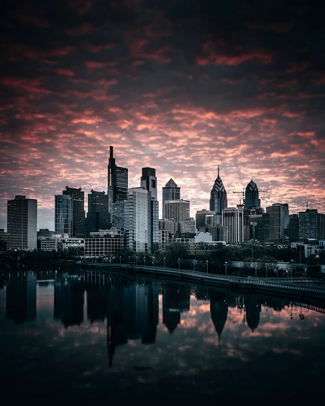 Philadelphia skyline over the Schuylkill River